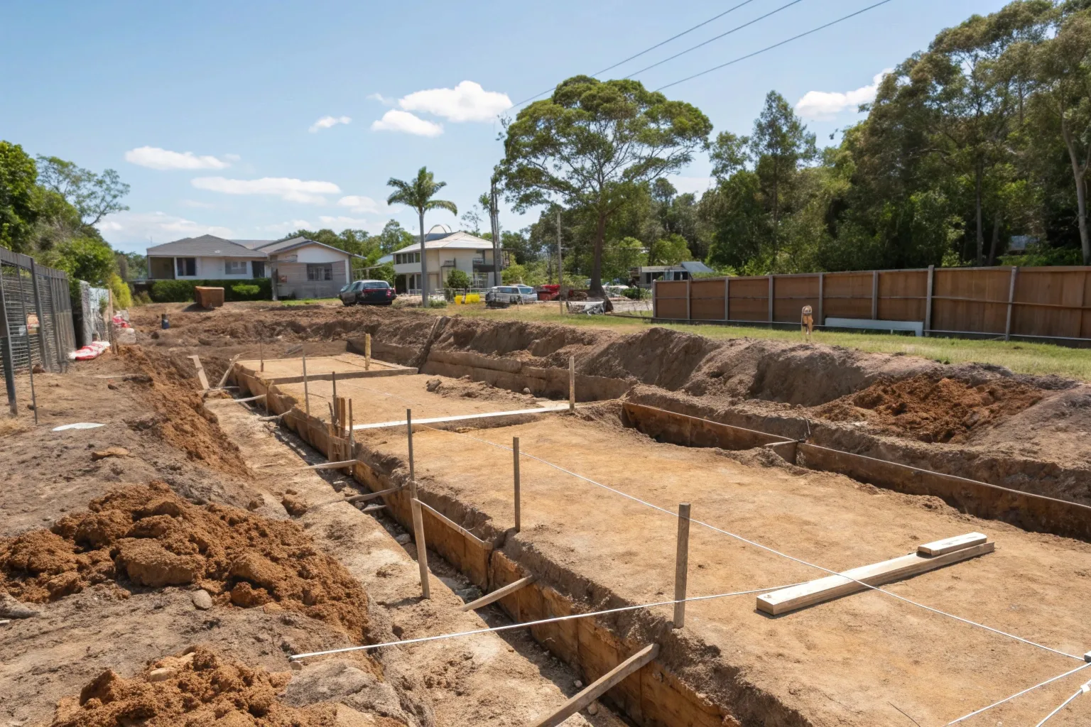 Freshly excavated Gold Coast building site showing clean footings ahead of slab preparation