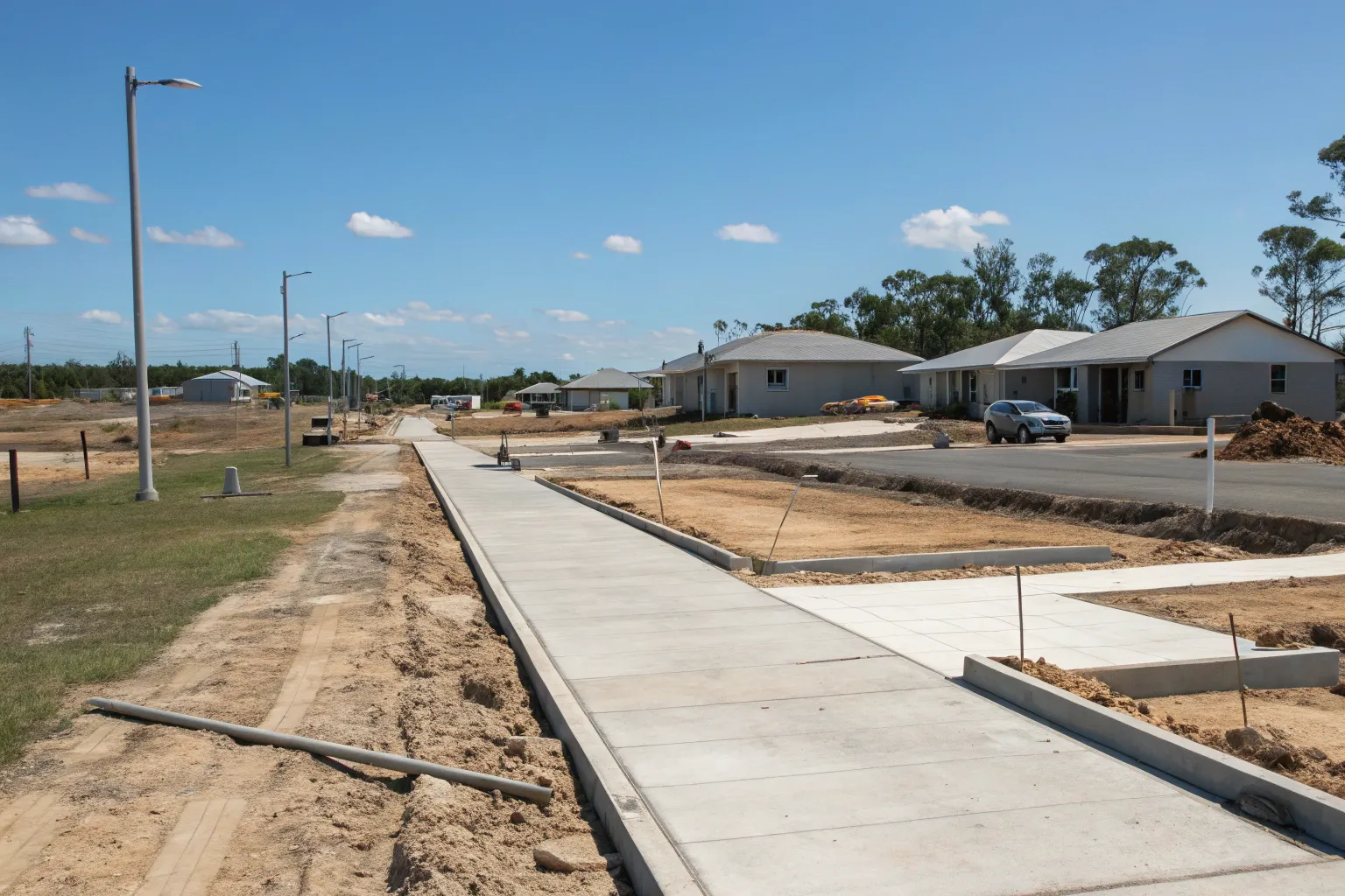 Active residential subdivision construction site on the Gold Coast