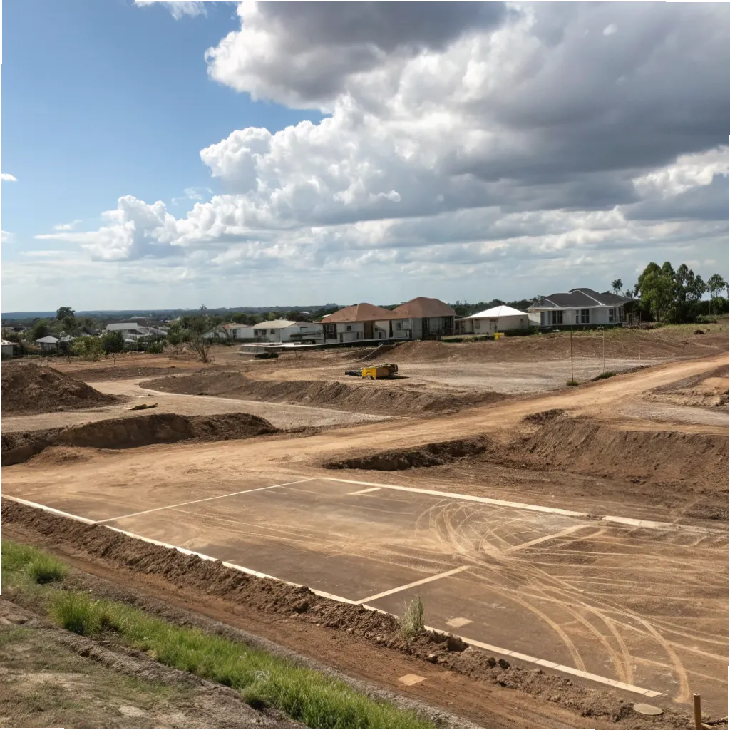 Bulk earthmoving and rough grading underway on a Gold Coast residential development site