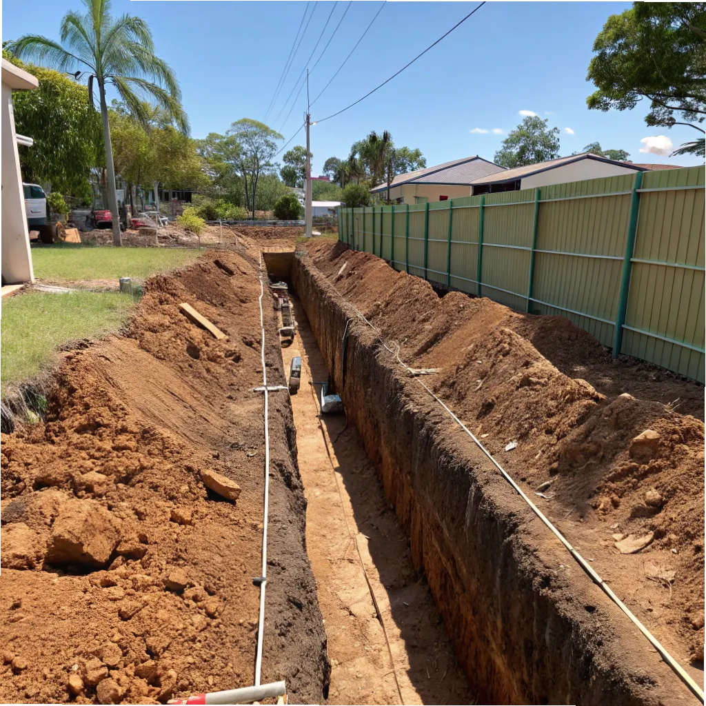 Strip footing trench excavation on a residential construction site Gold Coast