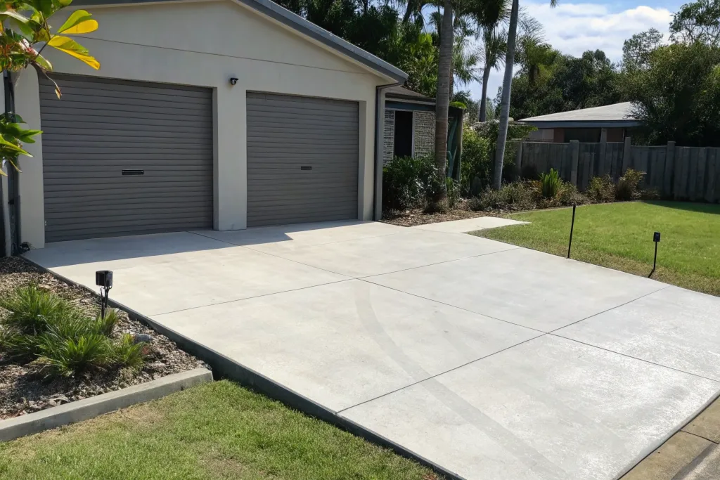 Freshly poured concrete slab at a Gold Coast property